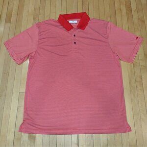 Grand Slam Performance Bright Red White Striped Mens Large Polo Golf Shirt